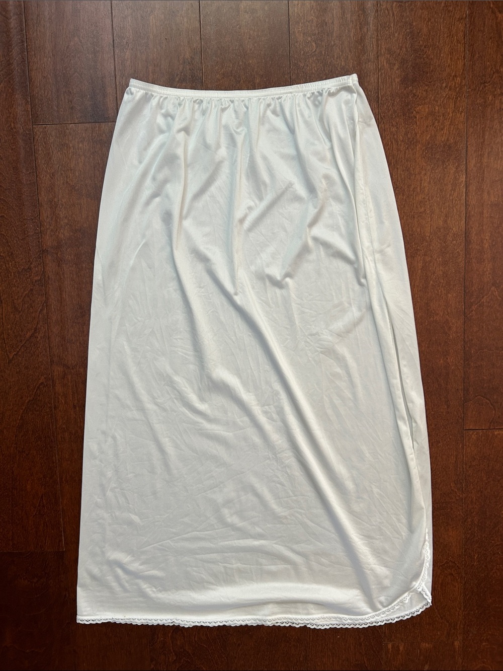 Vintage Vanity Fair White Long Slip Skirt, Size Medium